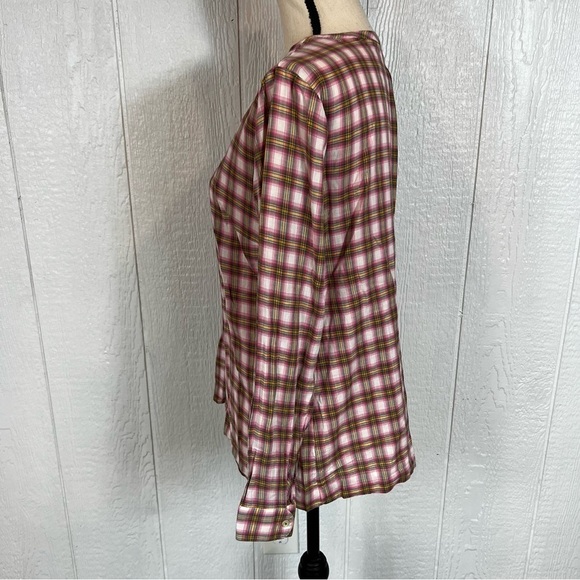 Talbots Pink Plaid Long Sleeve Blouse Size Medium - Picture 5 of 8